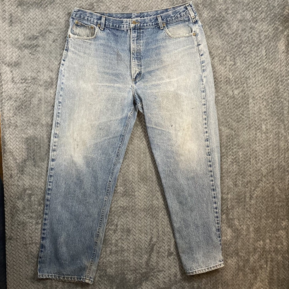 Carhartt Relaxed Fit Denim Jeans Mens 42x30 Light Wash Distressed Workwear USA
